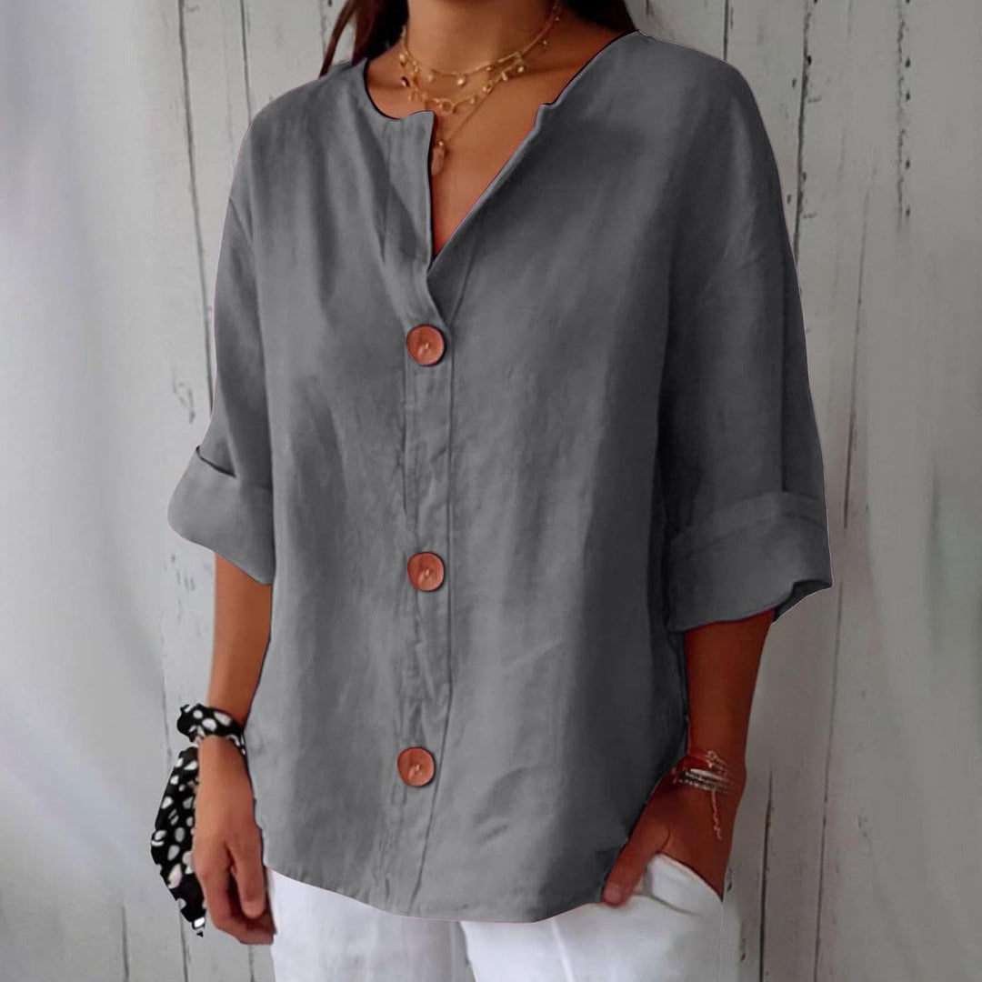 Hyacinth | Button Front Linen Blouse