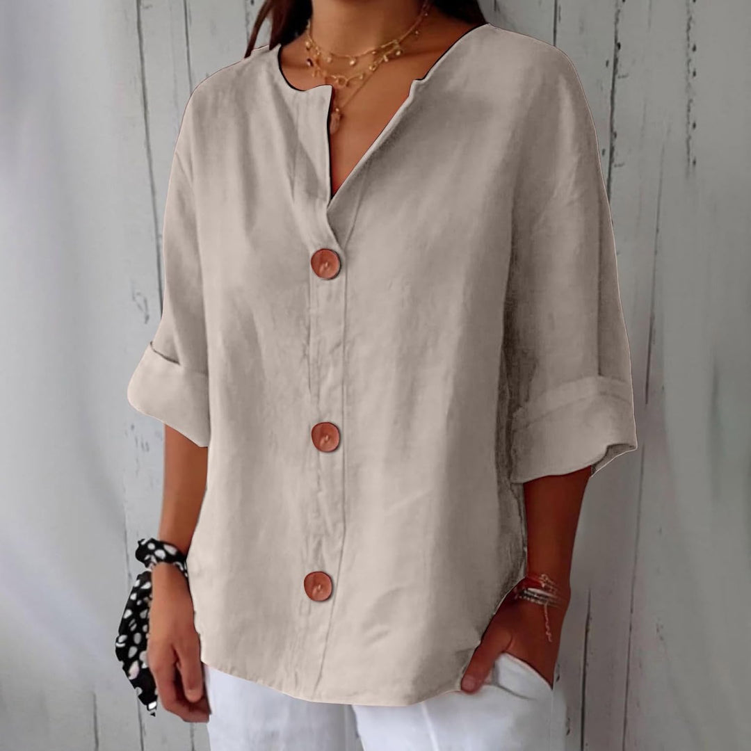 Hyacinth | Button Front Linen Blouse
