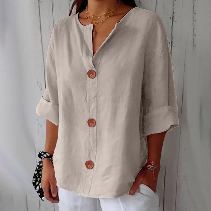 Hyacinth | Button Front Linen Blouse