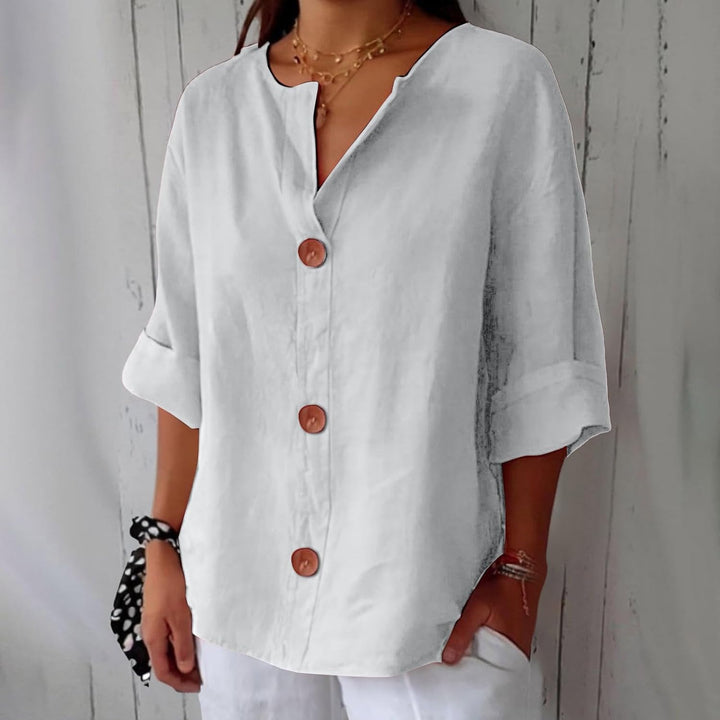 Hyacinth | Button Front Linen Blouse