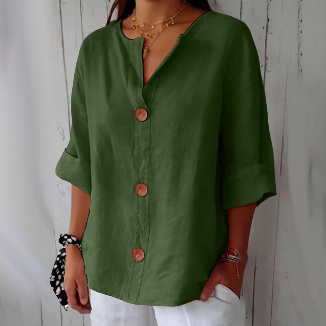 Hyacinth | Button Front Linen Blouse