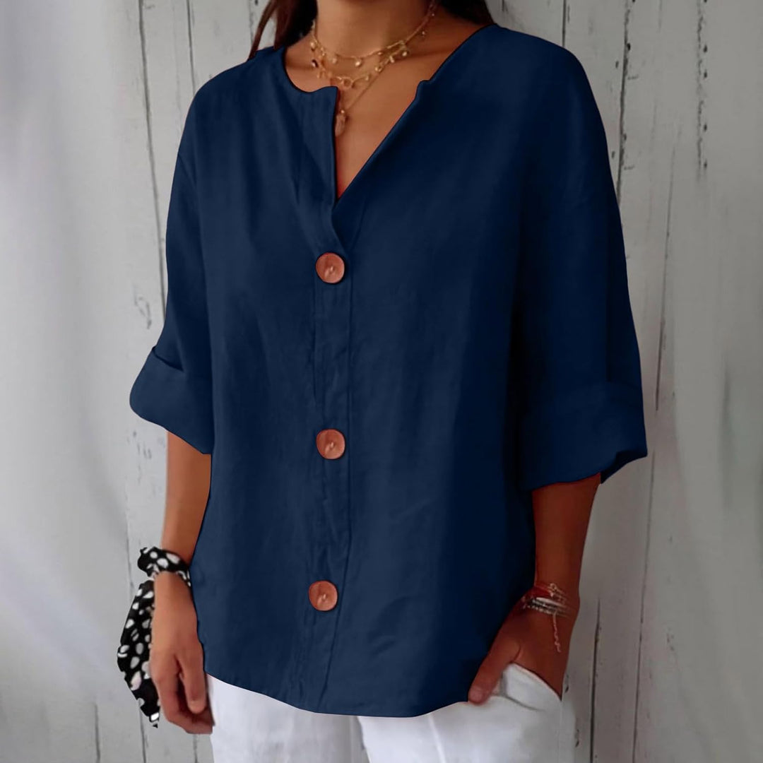 Hyacinth | Button Front Linen Blouse