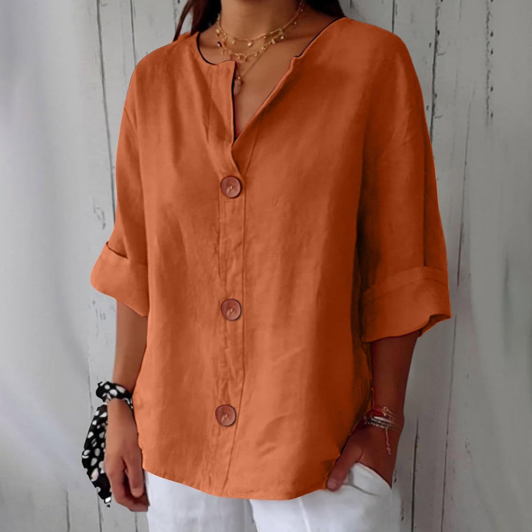 Hyacinth | Button Front Linen Blouse