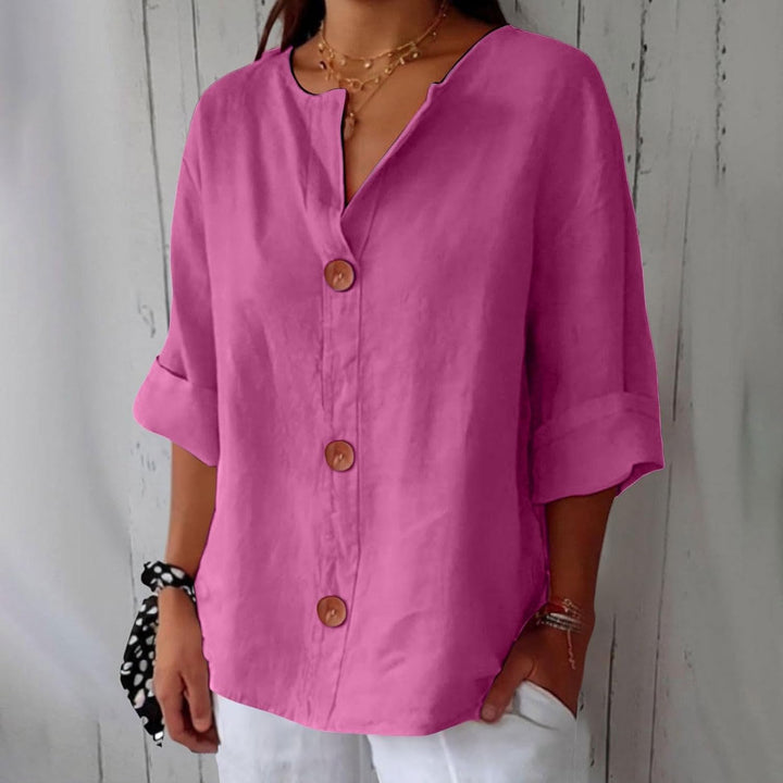 Hyacinth | Button Front Linen Blouse