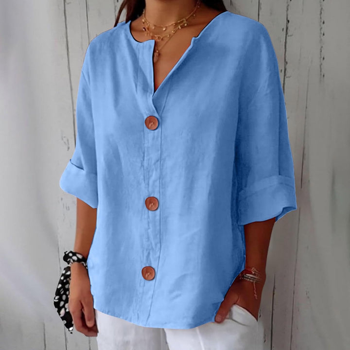 Hyacinth | Button Front Linen Blouse