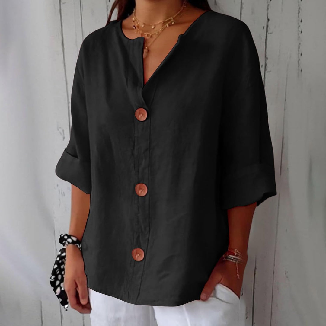 Hyacinth | Button Front Linen Blouse