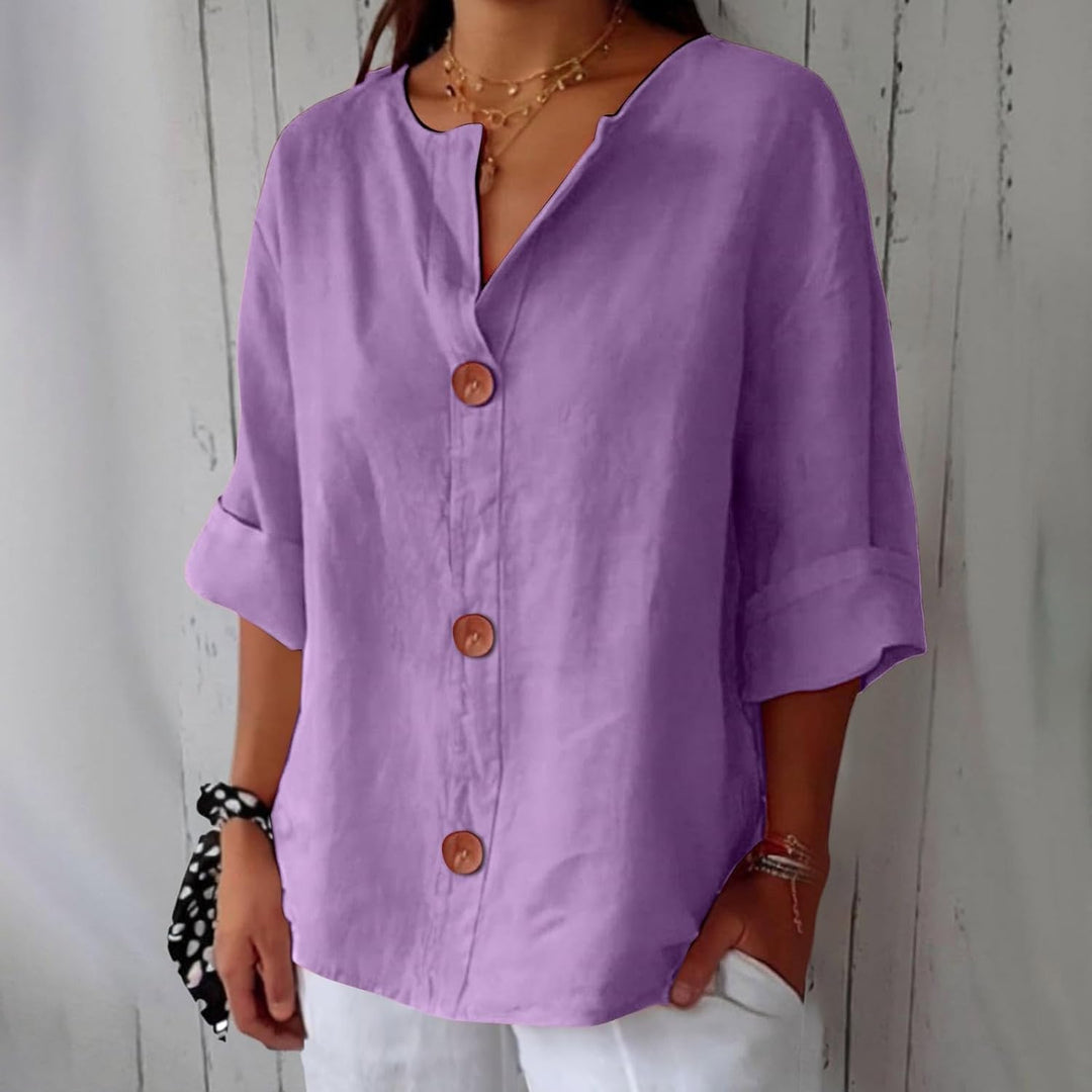 Hyacinth | Button Front Linen Blouse