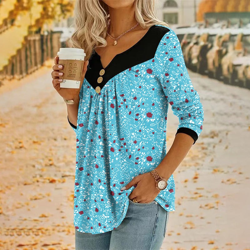 Lucille | Vintage Floral V-Neck T-Shirt
