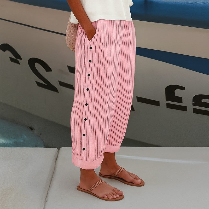 Marisol | Striped Straight-Leg Trousers