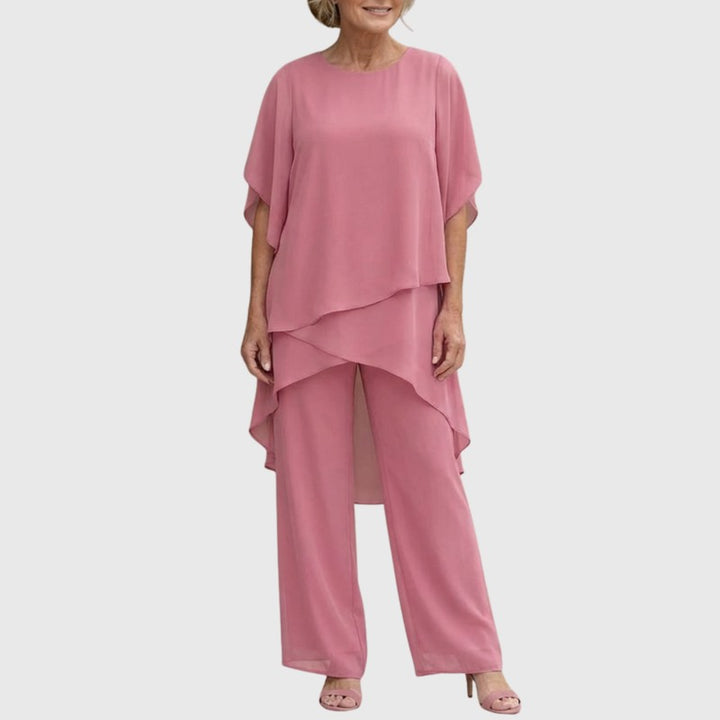 Serena | Draped Layered Top & Palazzo Trousers Set