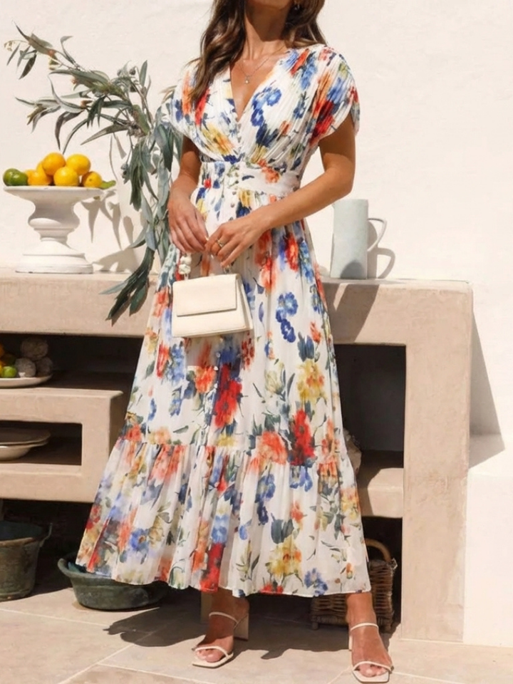 Romilly | Floral Pleated Midi Dress