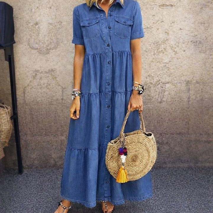 Elizabeth | Button-Front Tiered Midi Dress