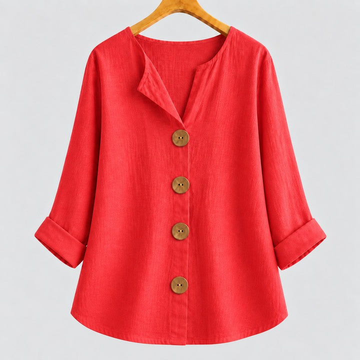 Amira | Relaxed V-Neck Button-Down Blouse