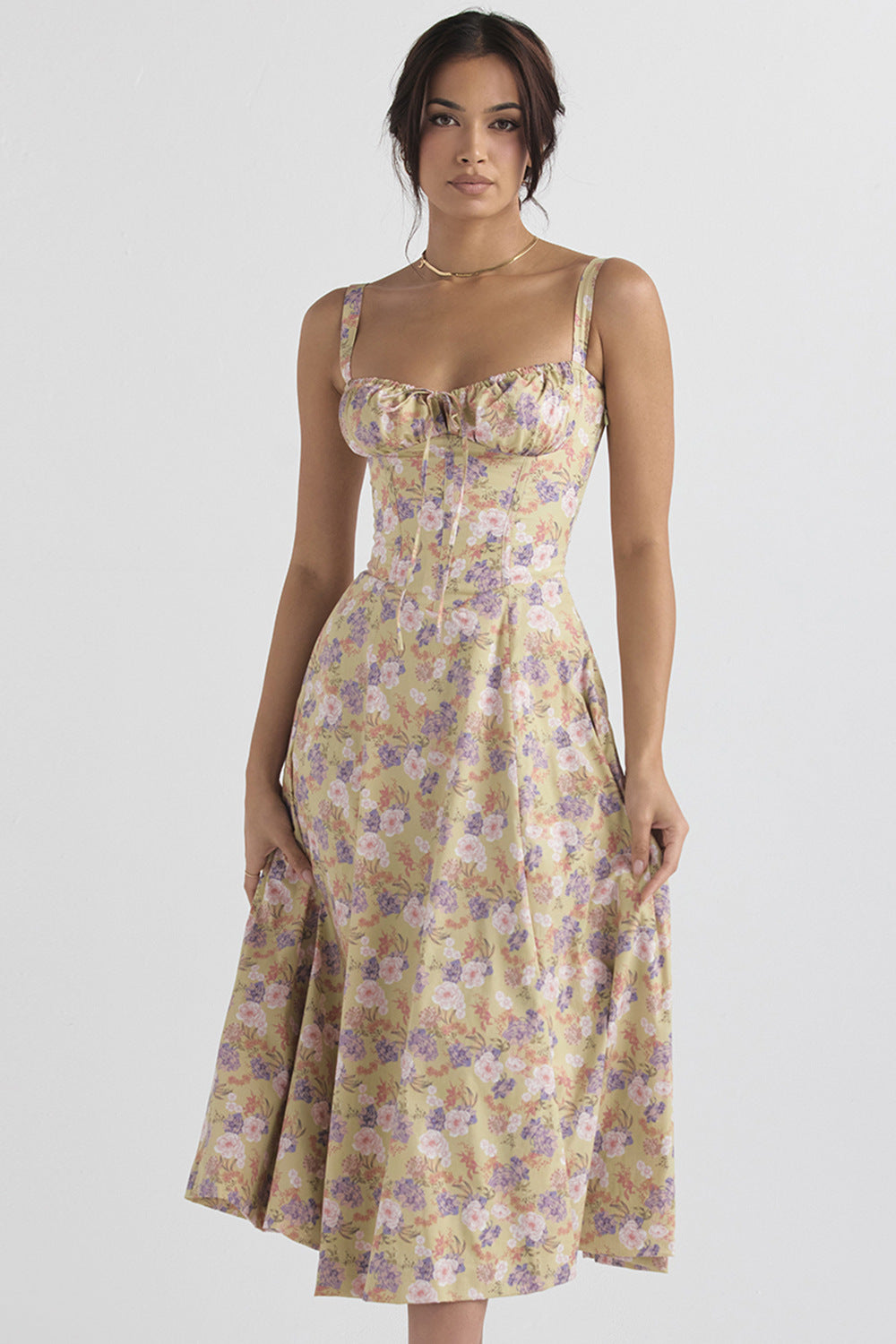 Evie | Floral Bustier Midi Dress