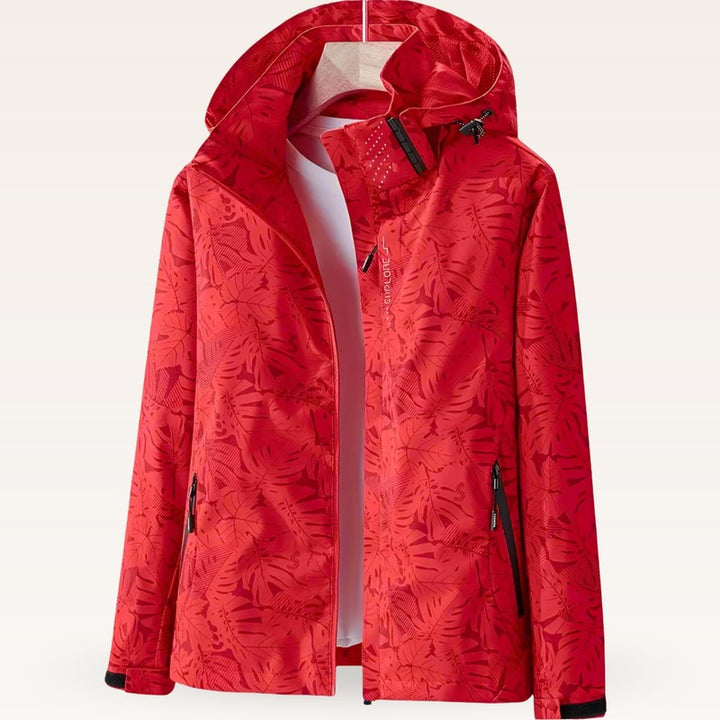 Women's Jacket | Leaf Print Zip-Front Style