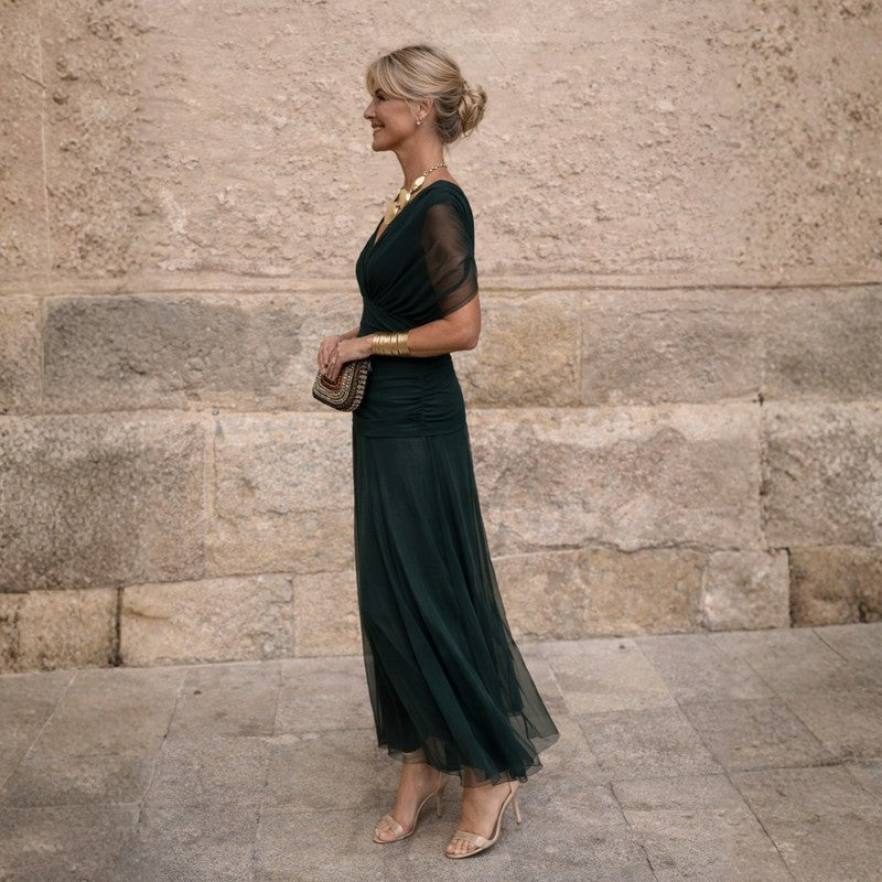 Adrienne | Off-Shoulder Ruched Mermaid Maxi Dress
