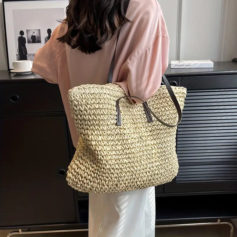Alessia | Straw Beach Tote Bag