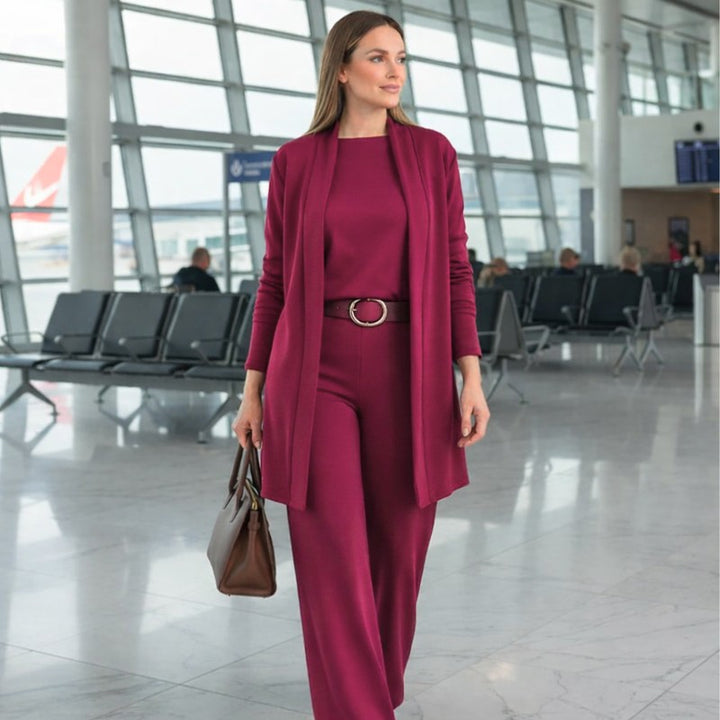 Madeline | Tailored Duster Cardigan and Wide-Leg Trouser Set