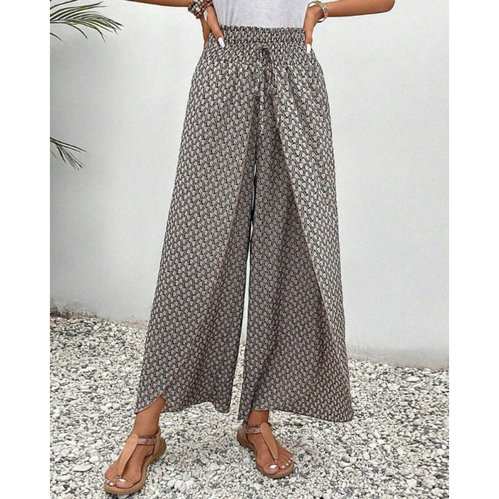 Evelyn | Geometric Print Wide-Leg Trousers