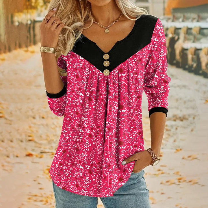 Lucille | Vintage Floral V-Neck T-Shirt