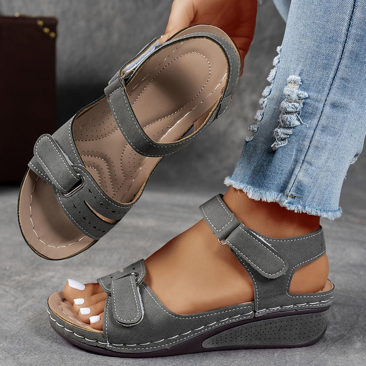 Janet | Adjustable Strap Wedge Sandals