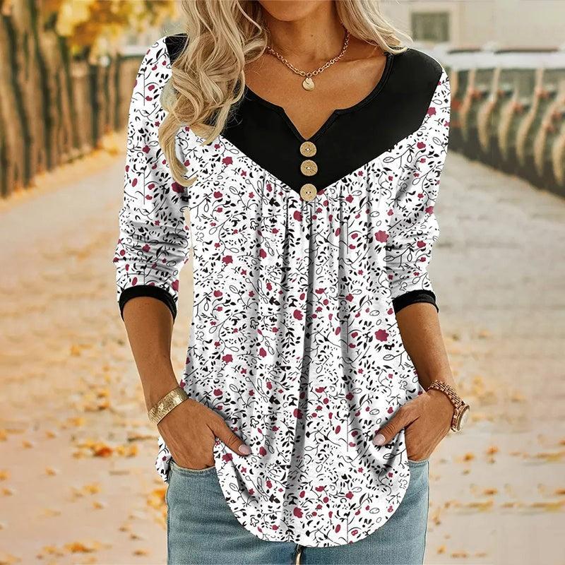 Lucille | Vintage Floral V-Neck T-Shirt