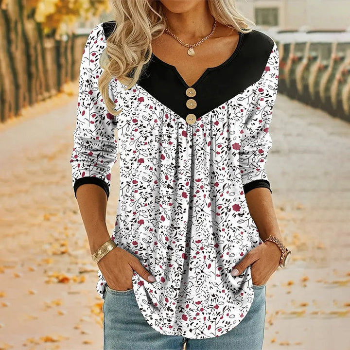 Lucille | Vintage Floral V-Neck T-Shirt