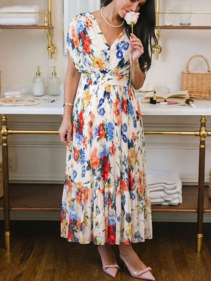 Romilly | Floral Pleated Midi Dress