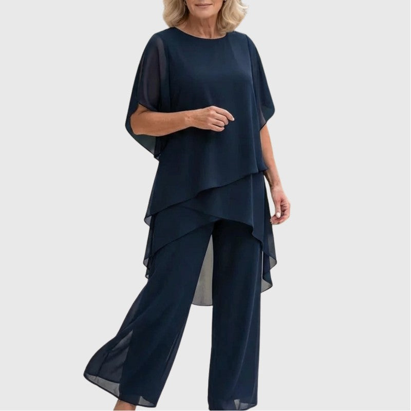 Serena | Draped Layered Top & Palazzo Trousers Set