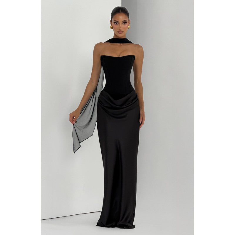 Clara | Strapless Sculpted Maxi Dress