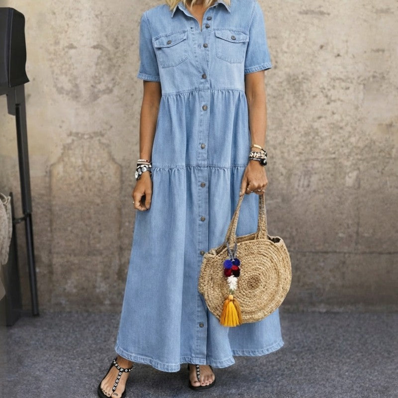 Elizabeth | Button-Front Tiered Midi Dress