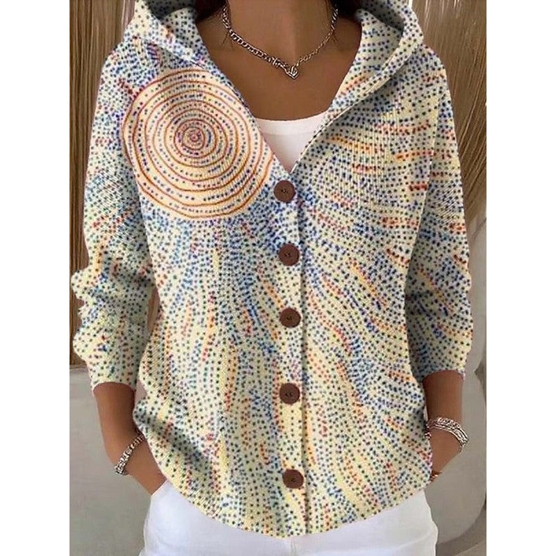 Vanessa | Abstract Print Button-Front Cardigan
