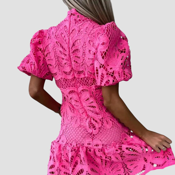 Helena | Lace Puff Sleeve Midi Dress