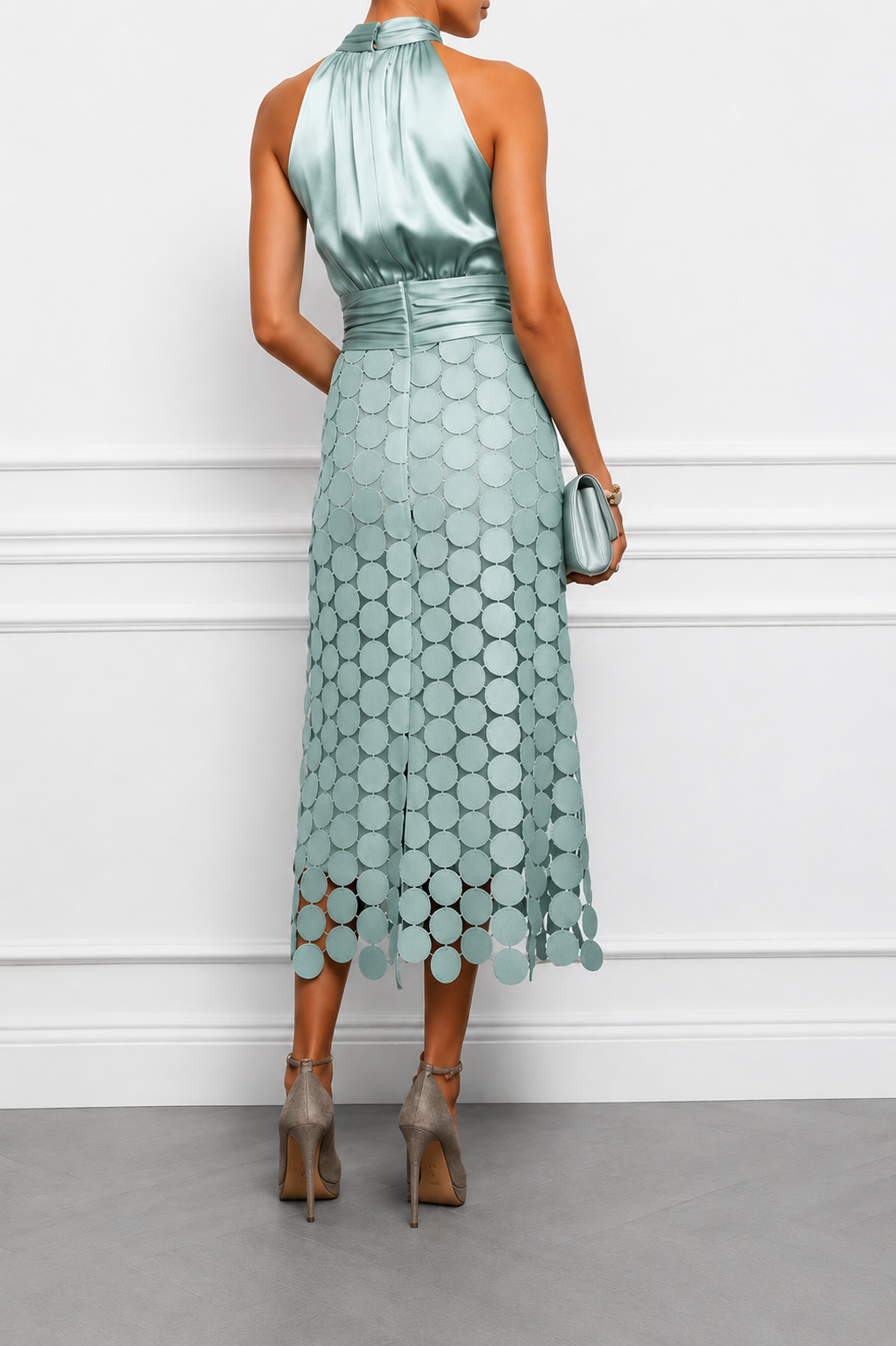 Clover | Textured Halter Neck Midi Dress