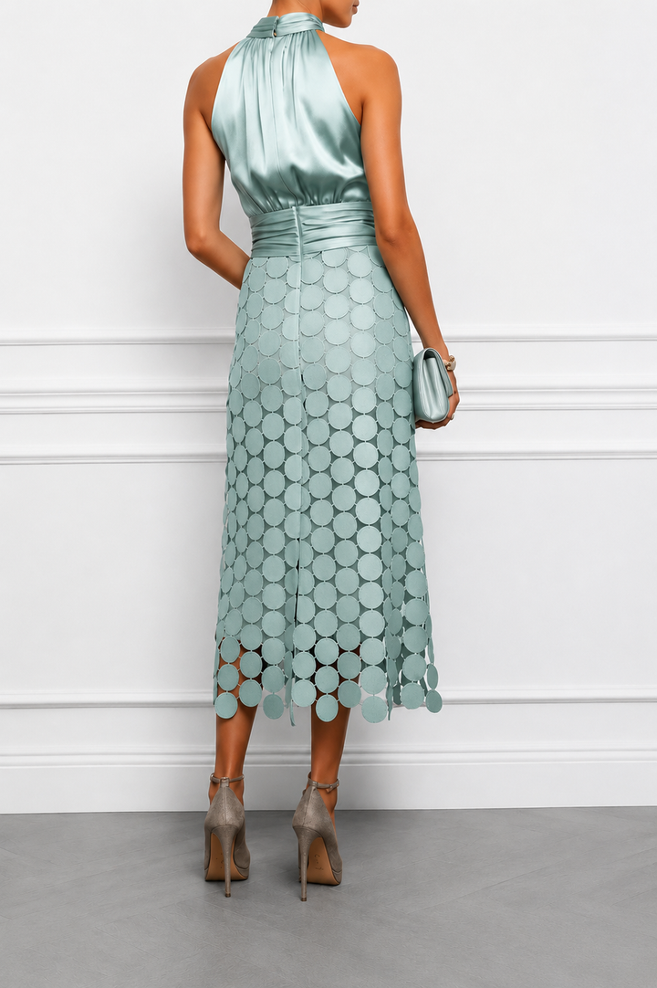 Clover | Textured Halter Neck Midi Dress