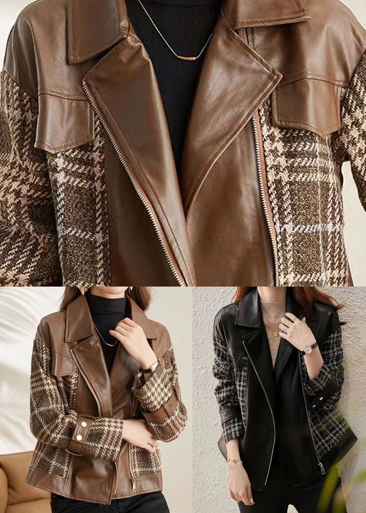 Millie | Check Paneled Biker Jacket
