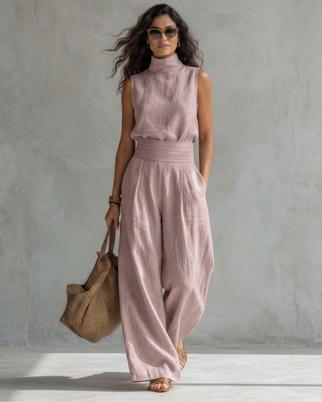 Astrid | High Neck Wide Leg Two-Piece Set