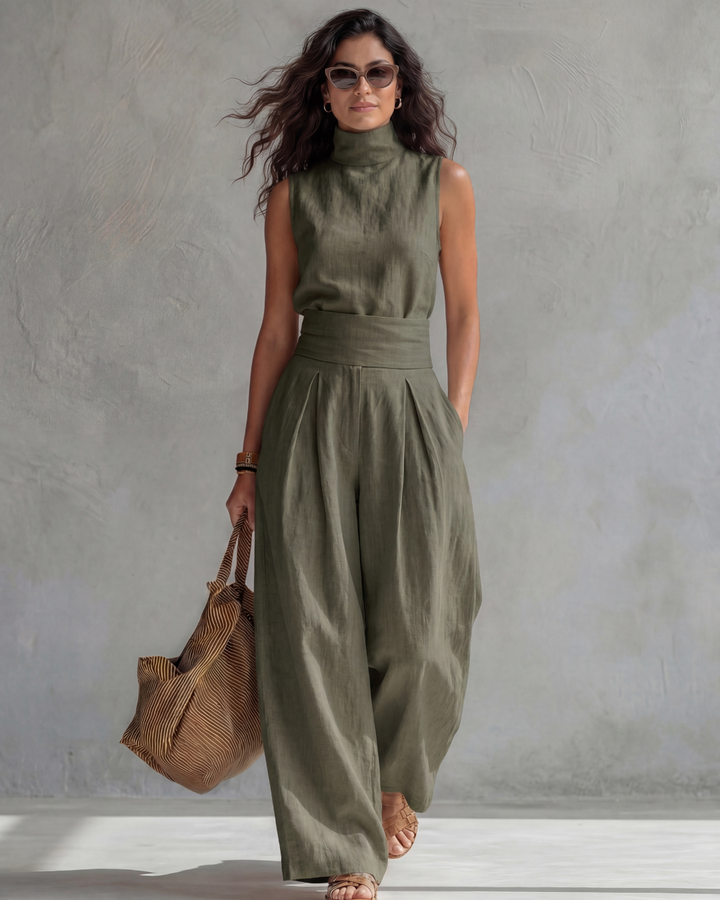 Astrid | High Neck Wide Leg Two-Piece Set