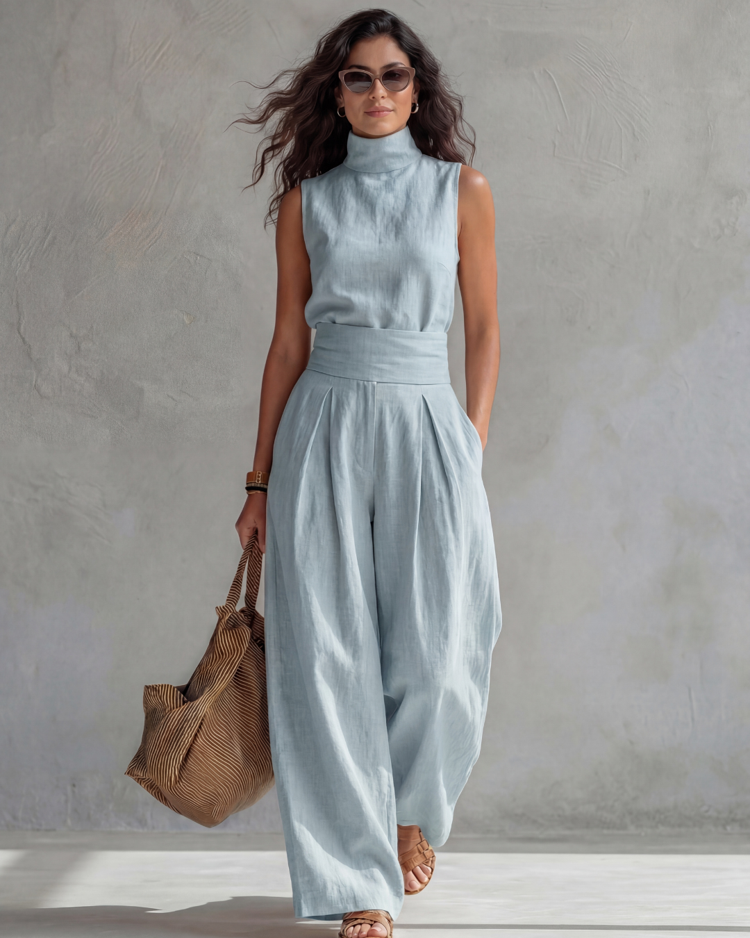 Astrid | High Neck Wide Leg Two-Piece Set