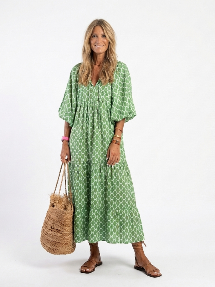 Georgia | Patterned Tiered Midi Dress