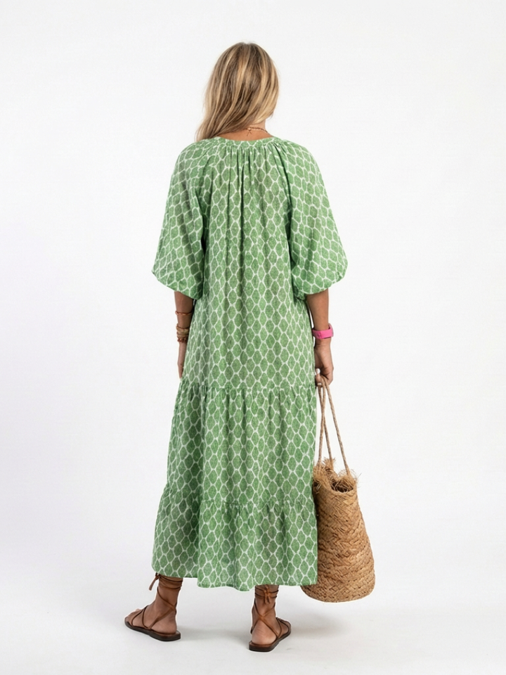 Georgia | Patterned Tiered Midi Dress