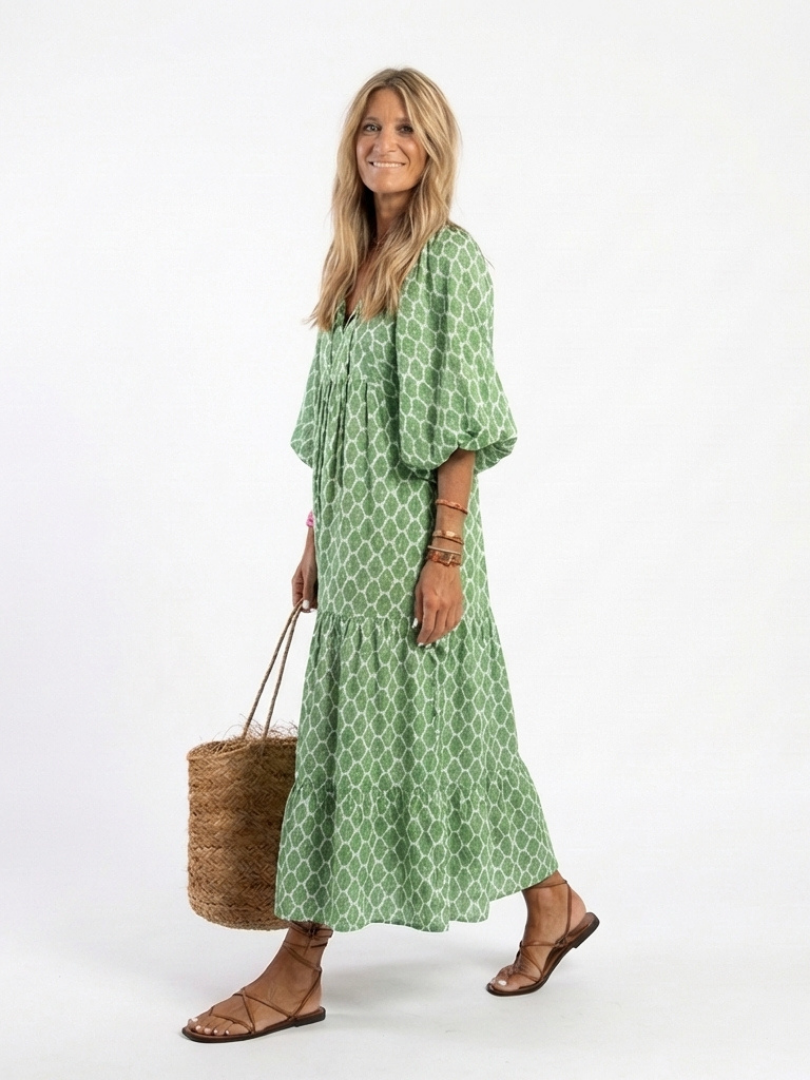Georgia | Patterned Tiered Midi Dress