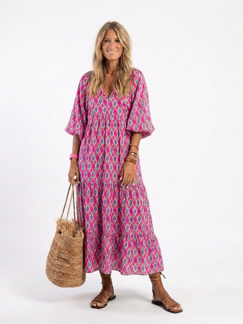 Georgia | Patterned Tiered Midi Dress