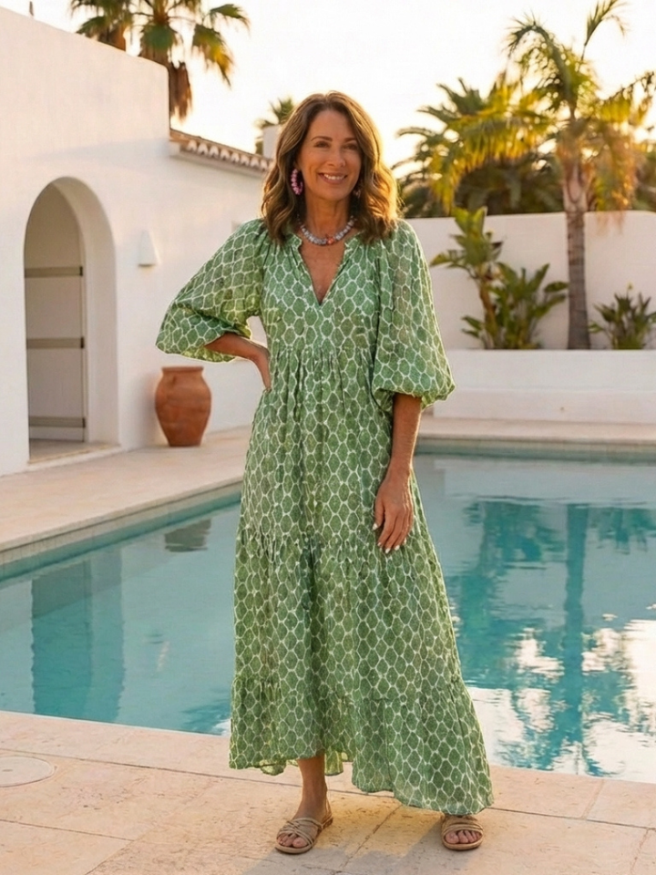 Georgia | Patterned Tiered Midi Dress