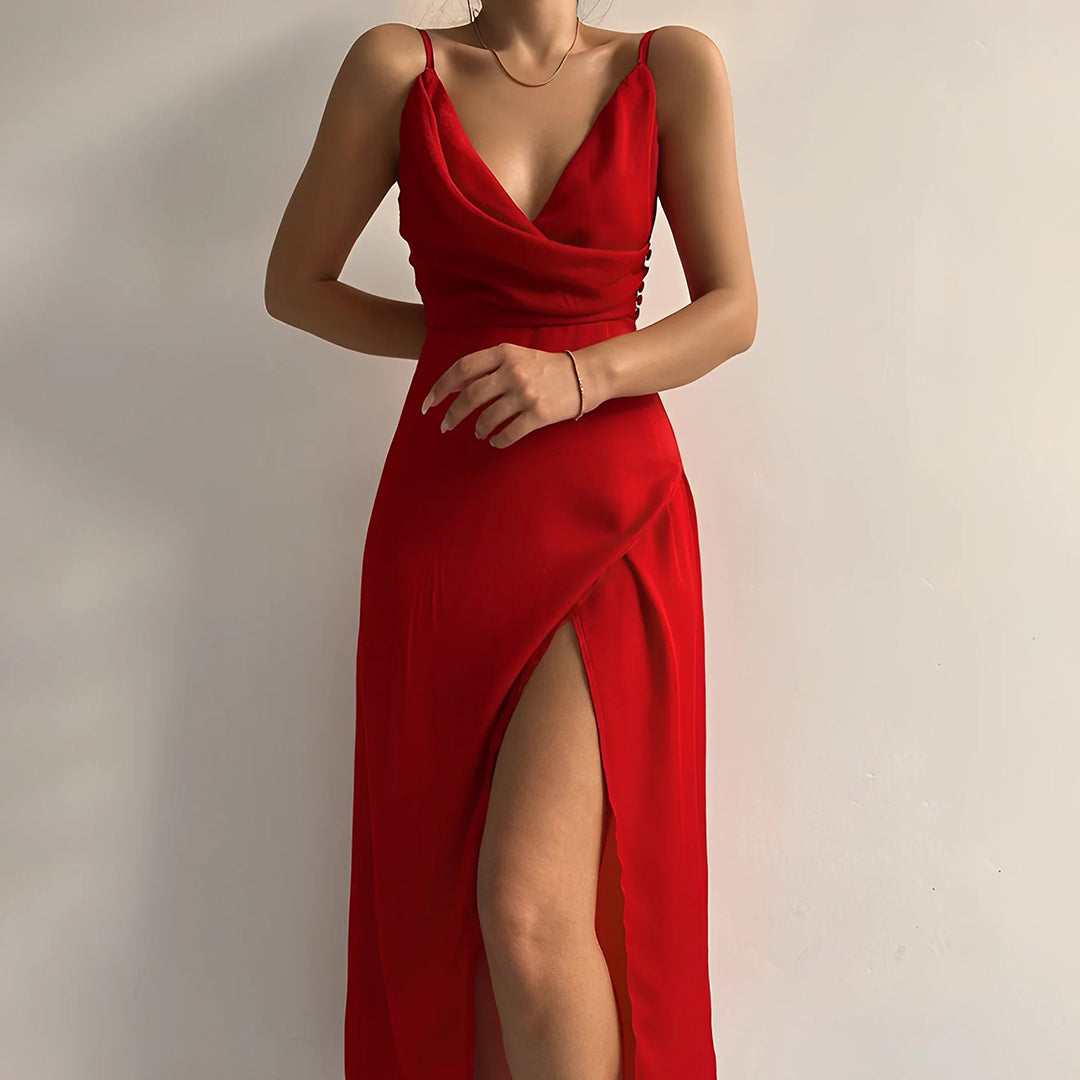 Odette | Draped Slit Maxi Dress