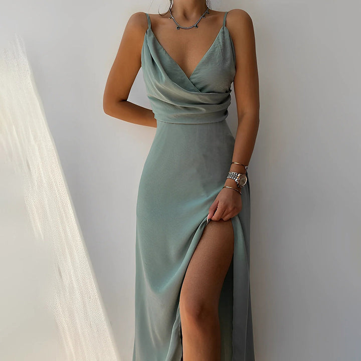 Odette | Draped Slit Maxi Dress