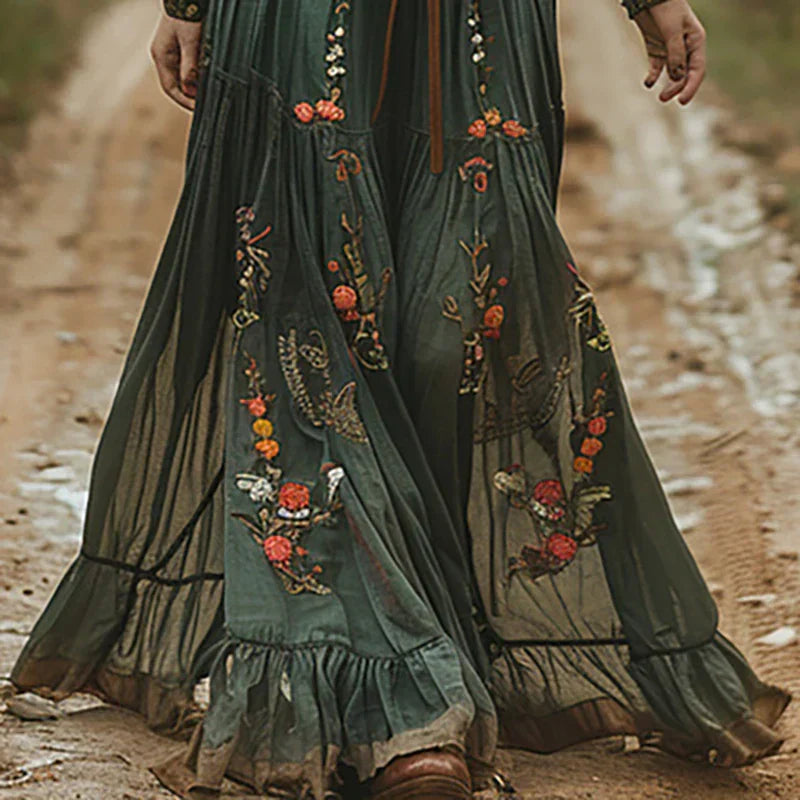 Dakota | Embroidered V Neck Maxi