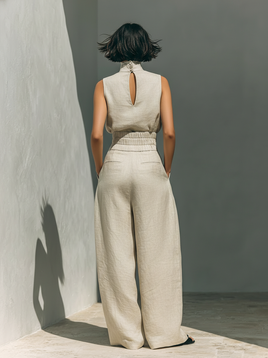 Astrid | High Neck Wide Leg Two-Piece Set
