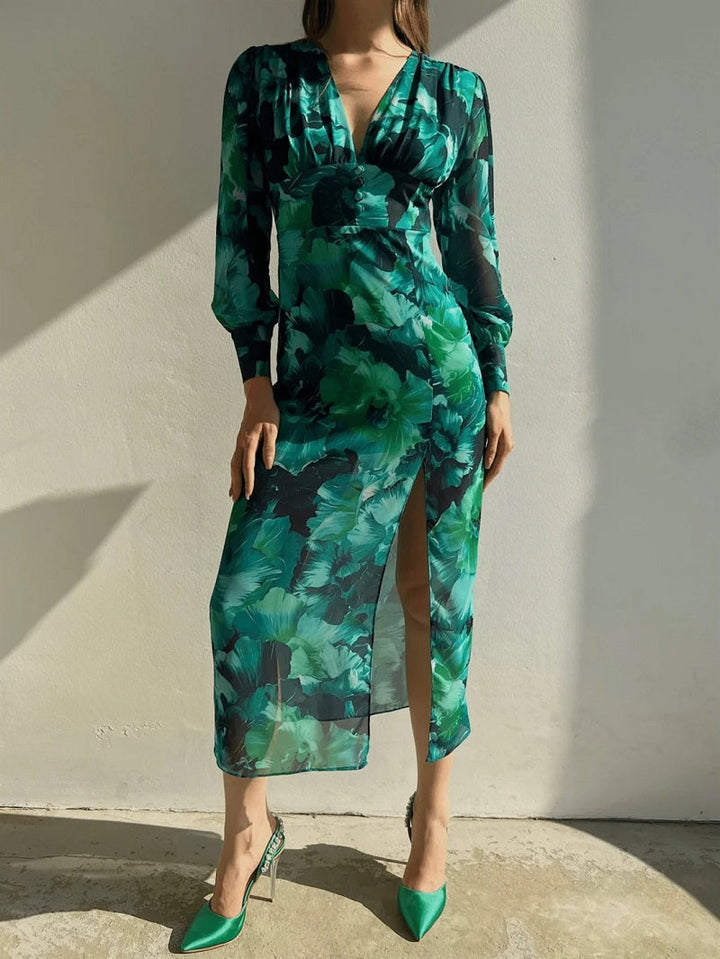 Posy | Floral V-Neck Midi Dress
