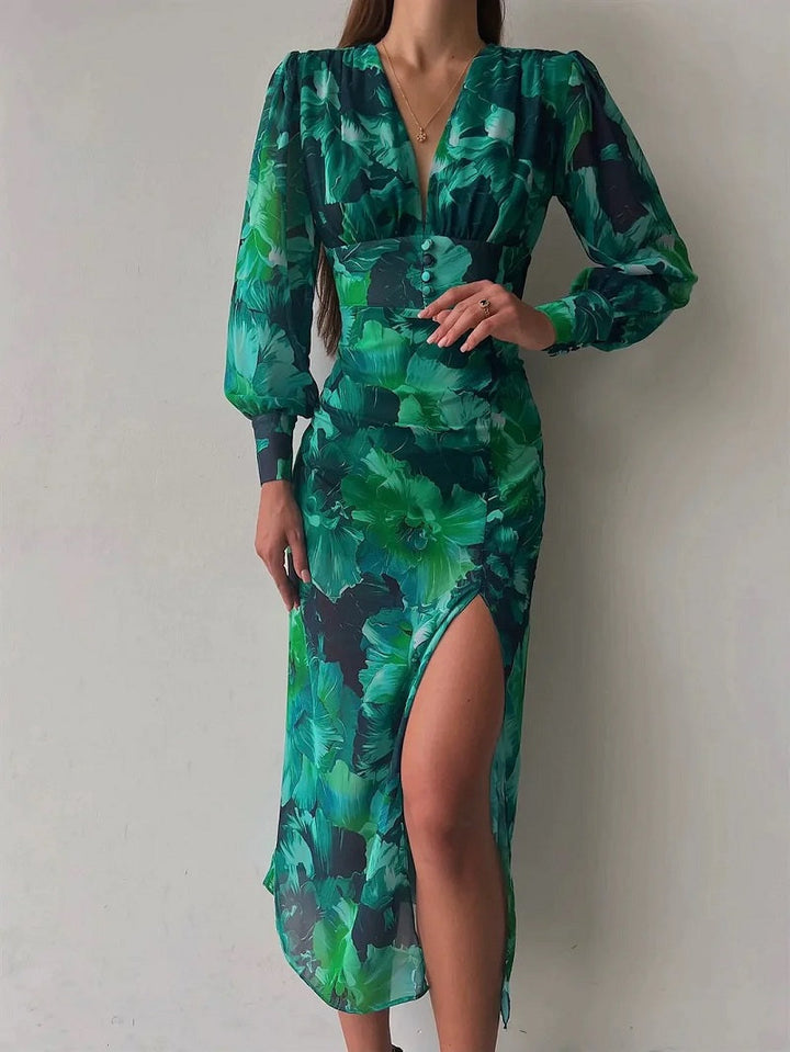 Posy | Floral V-Neck Midi Dress